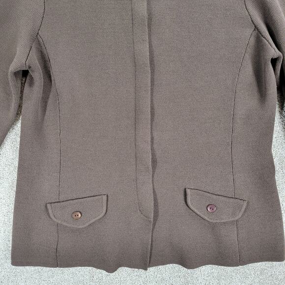Talbots Silk Cardigan Womens M Brown Knit Button Down Faux Pockets Sweater - Picture 6 of 16
